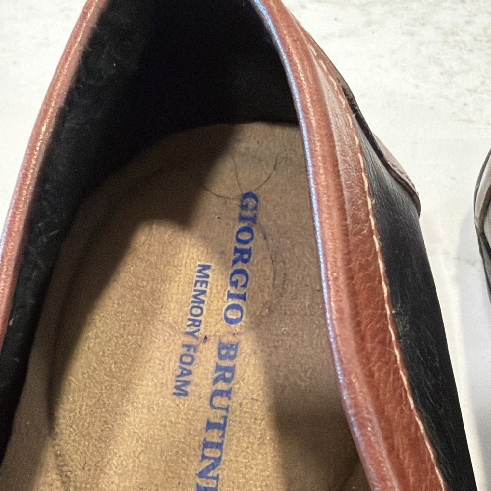 Giorgio Brutini Le Glove Men Horse Bit Two Tone Black Brown Leather Loafers 10.5 - Picture 13 of 14